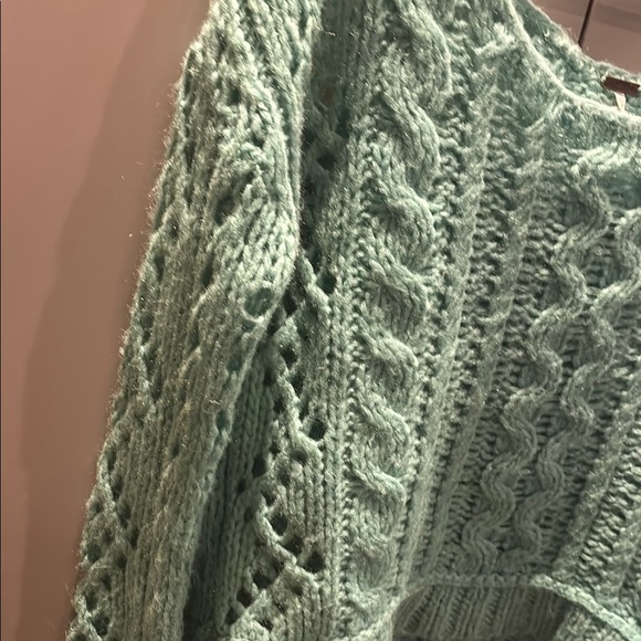 Mint Green Cable Knit Sweater - Picture 2 of 6